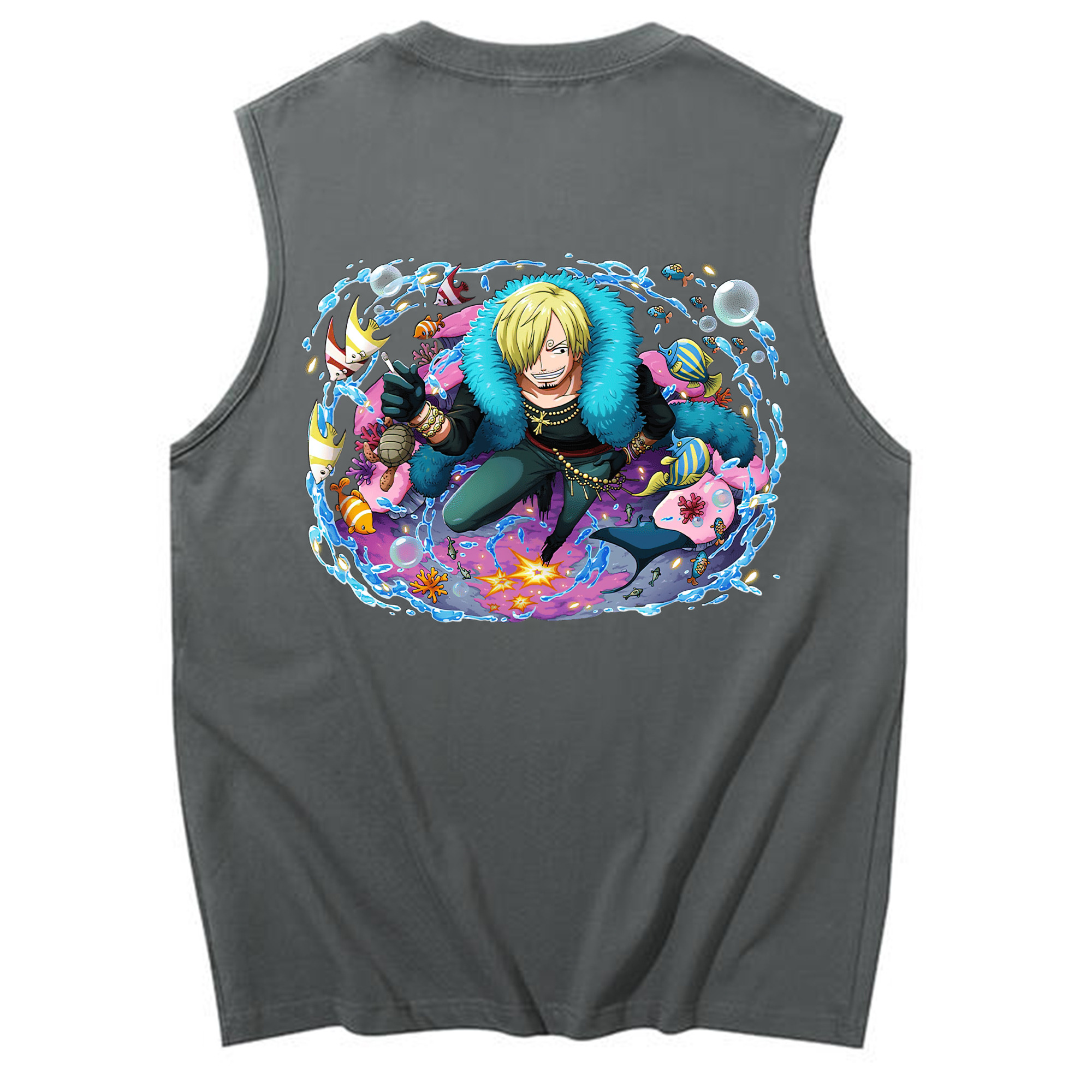 （画像用） ワンピース サンジ ONE PIECE Sanji コットン100％タンクトップ（背面プリント）